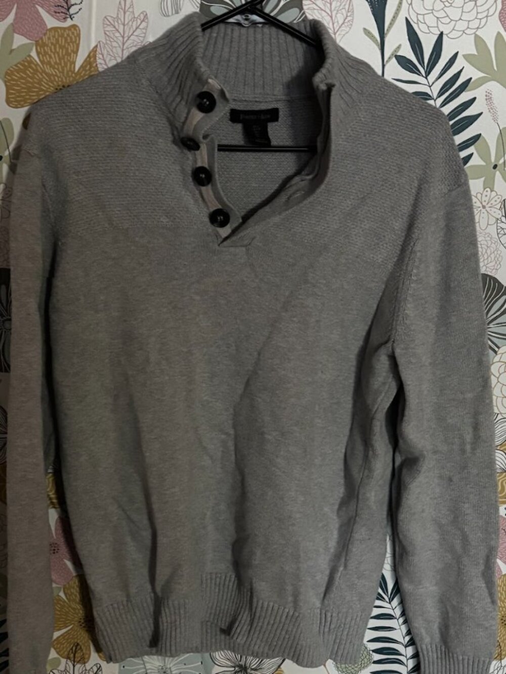 Grey Button Pullover Cardigan Sweater